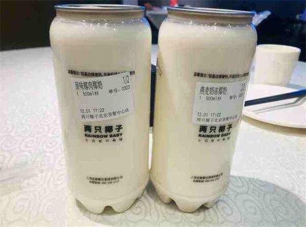 兩只椰子茶飲